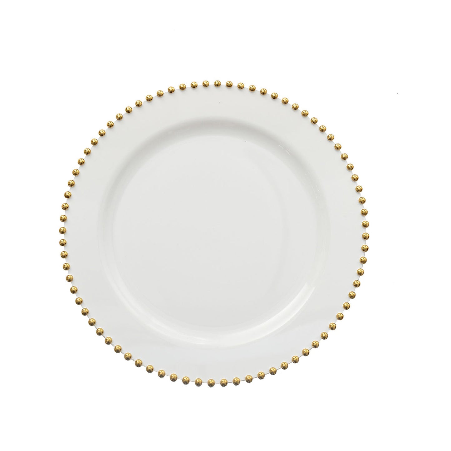 Pack Of 10 White Plastic Salad Plates With Gold Beaded Rim#whtbkgd
