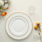 10-Pack White Plastic Dessert Plates – 8" Round with Gold Beaded Rim, Disposable for Parties & Events