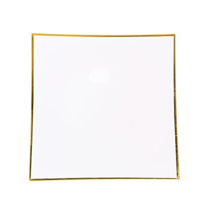 10 Disposable White And Gold Concave Square Plastic Plates 10 Inch#whtbkgd