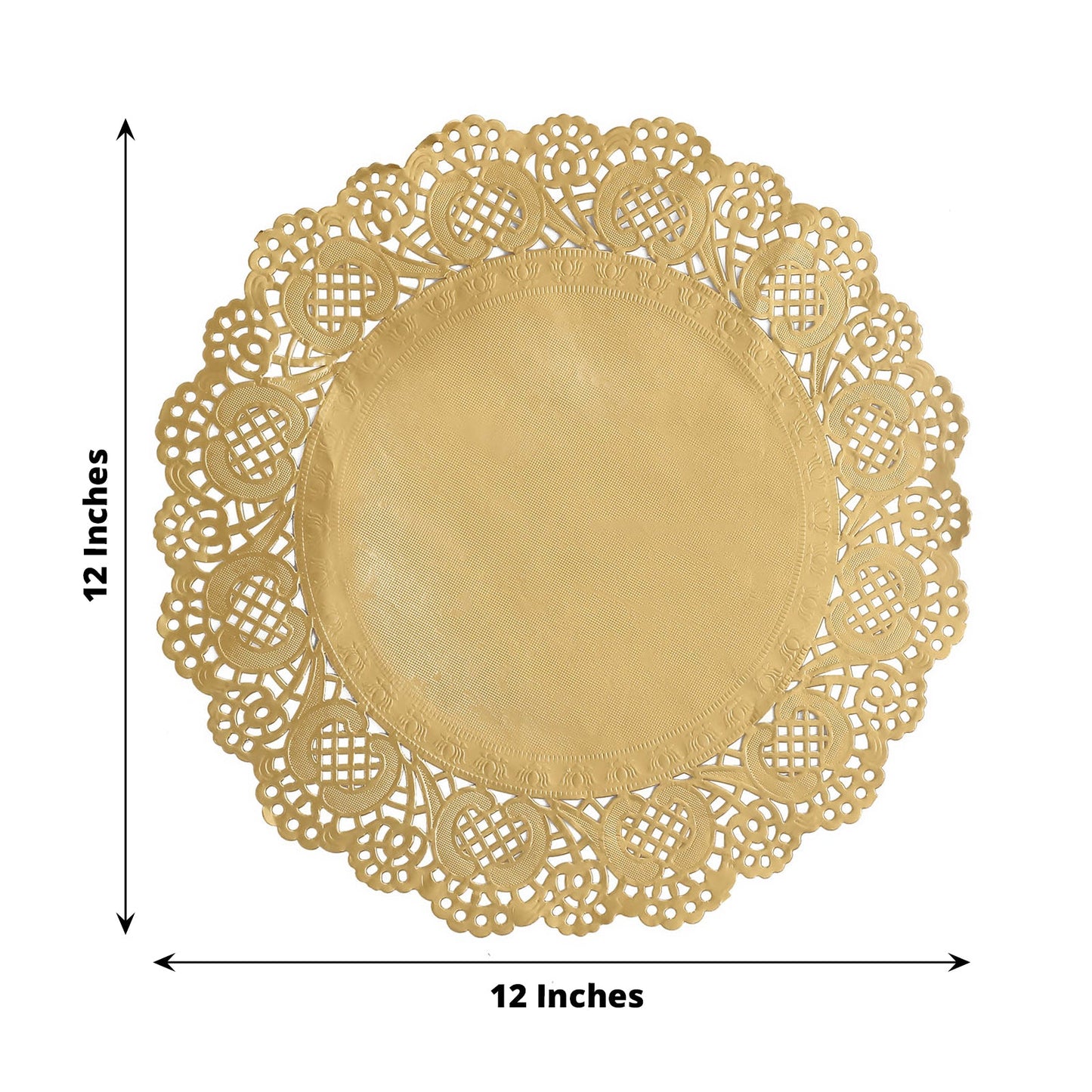 Gold lace paper doily, 12 inches round, 50 pieces, perfect for placemats.