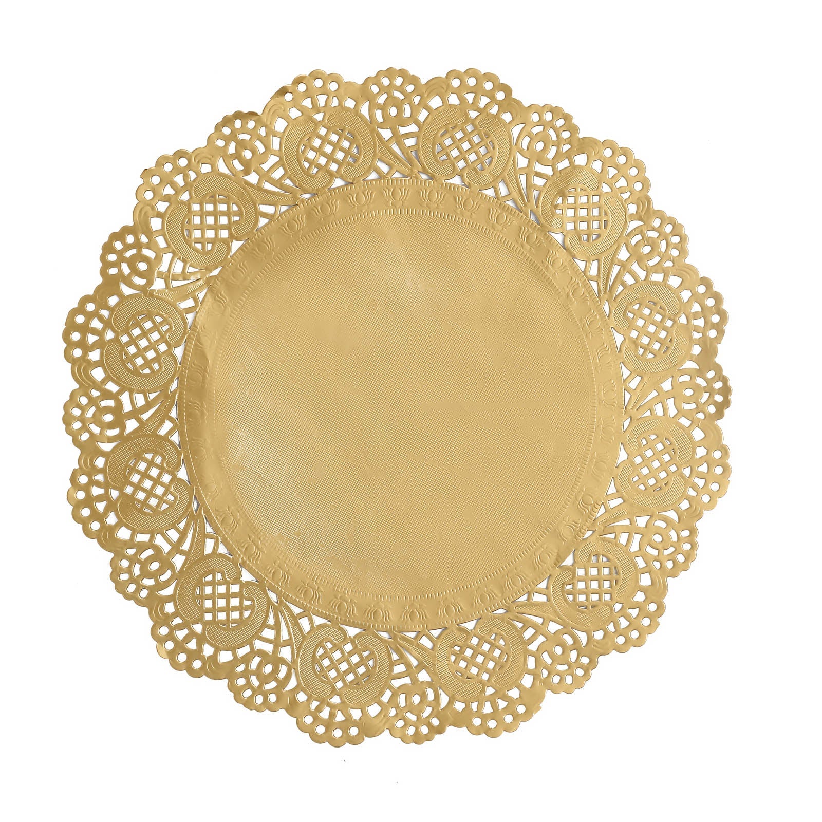 12" Round Gold Lace Paper Doilies, Food Grade Paper Placemats, 50 Pcs.