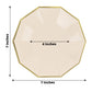 25 Pack 7 Inch Beige Paper Plates with Gold Foil Geometric Rim Decagon Design