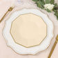 25 Pack | 9" Beige Gold Foil Rim Geometric Dinner Paper Plates, Decagon Disposable Plates