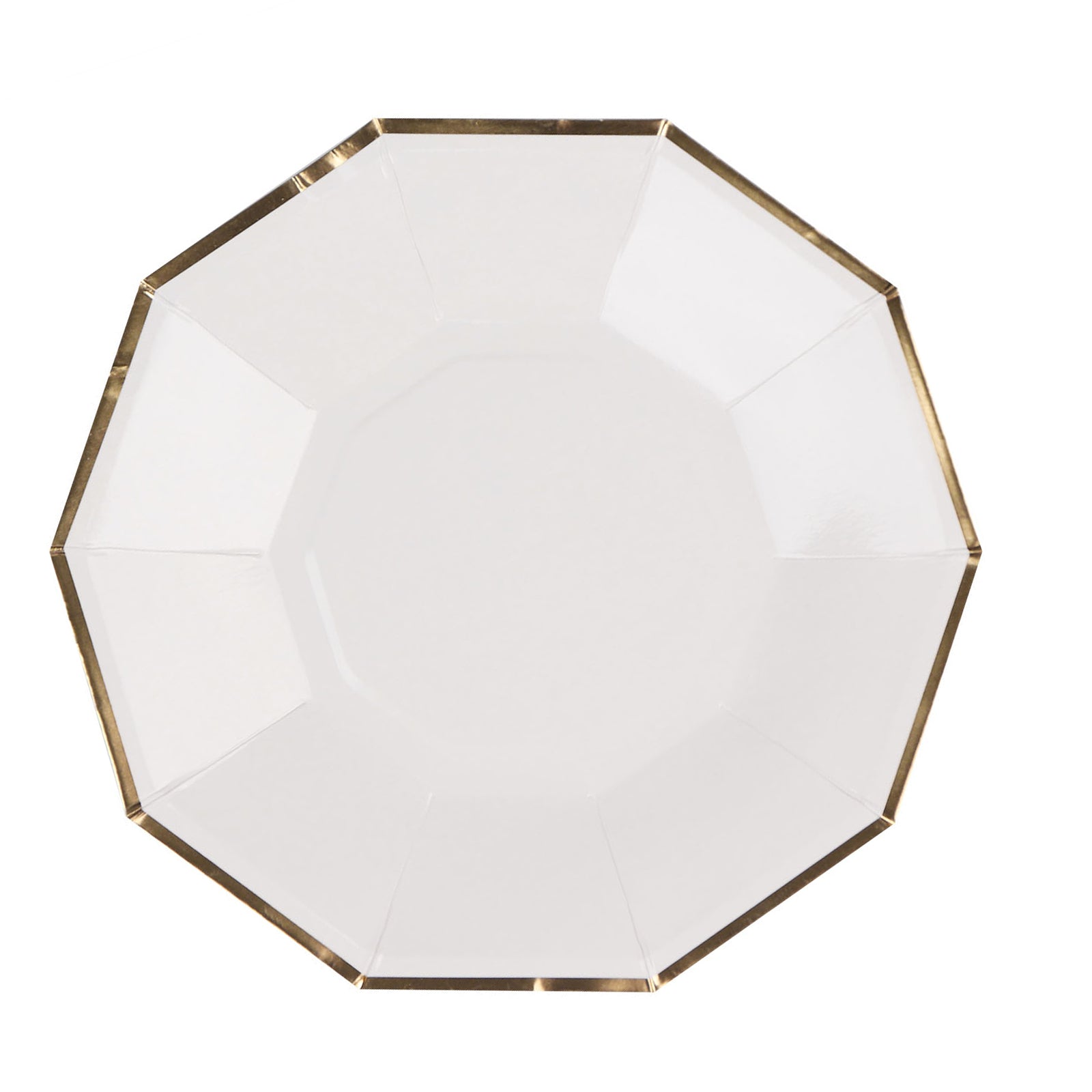 25 Pack of 9 Inch White Geometric Dinner Plates with Gold Rim#whtbkgd
