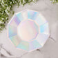 25 Pack | Iridescent 9" Geometric Dinner Paper Plates, Disposable Plates with Decagon Rim