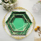 25 Pack | 7inch Hunter Emerald Green/Gold Hexagon Dessert Appetizer Paper Plates