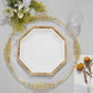 9inch White Disposable Party Plates With Bamboo Print Rim 25 Pack