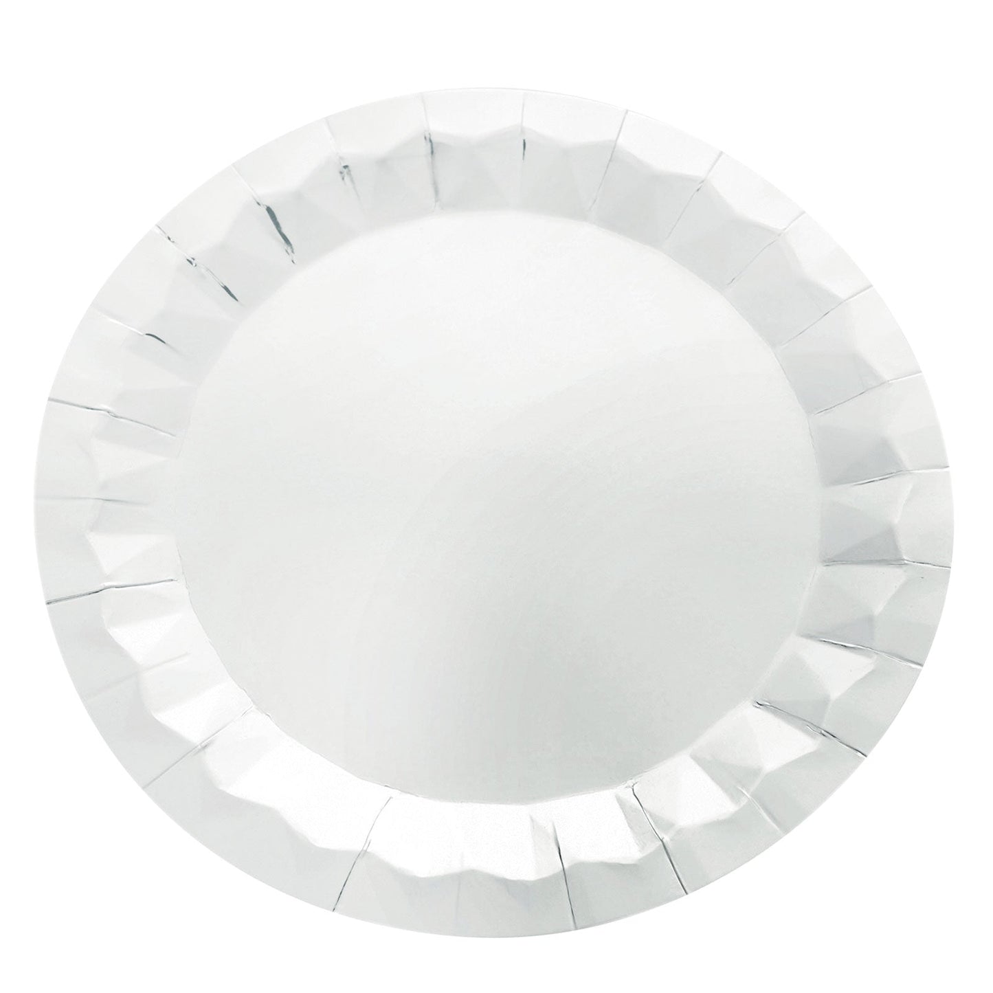 Geometric Prism Rimmed 12 Inch Paper Plate In Silver For Charger