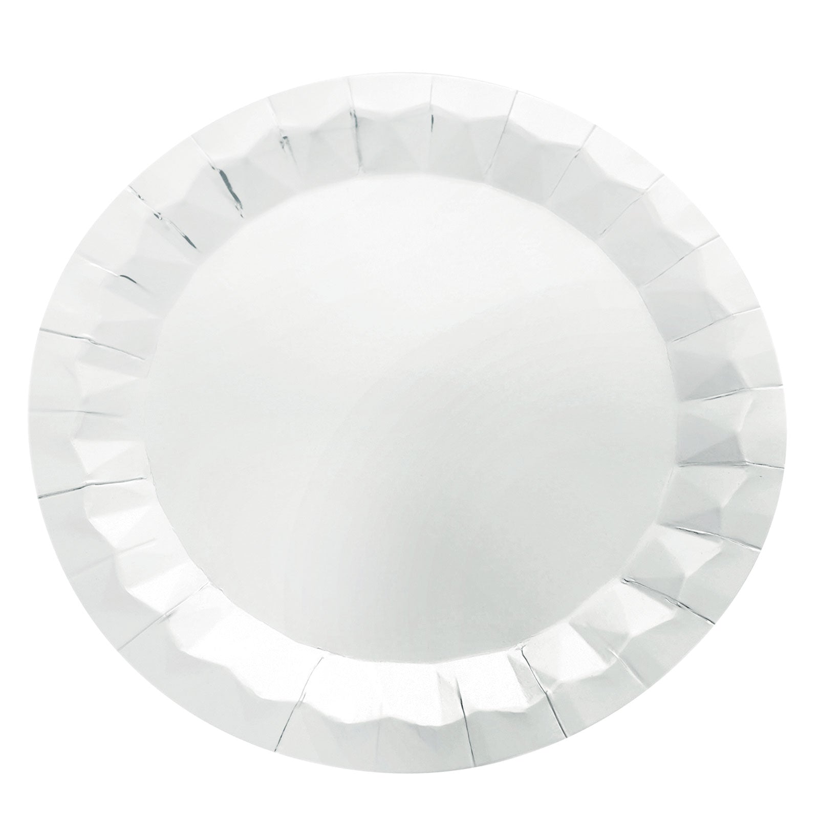 Geometric Prism Rimmed 12 Inch Paper Plate In Silver For Charger