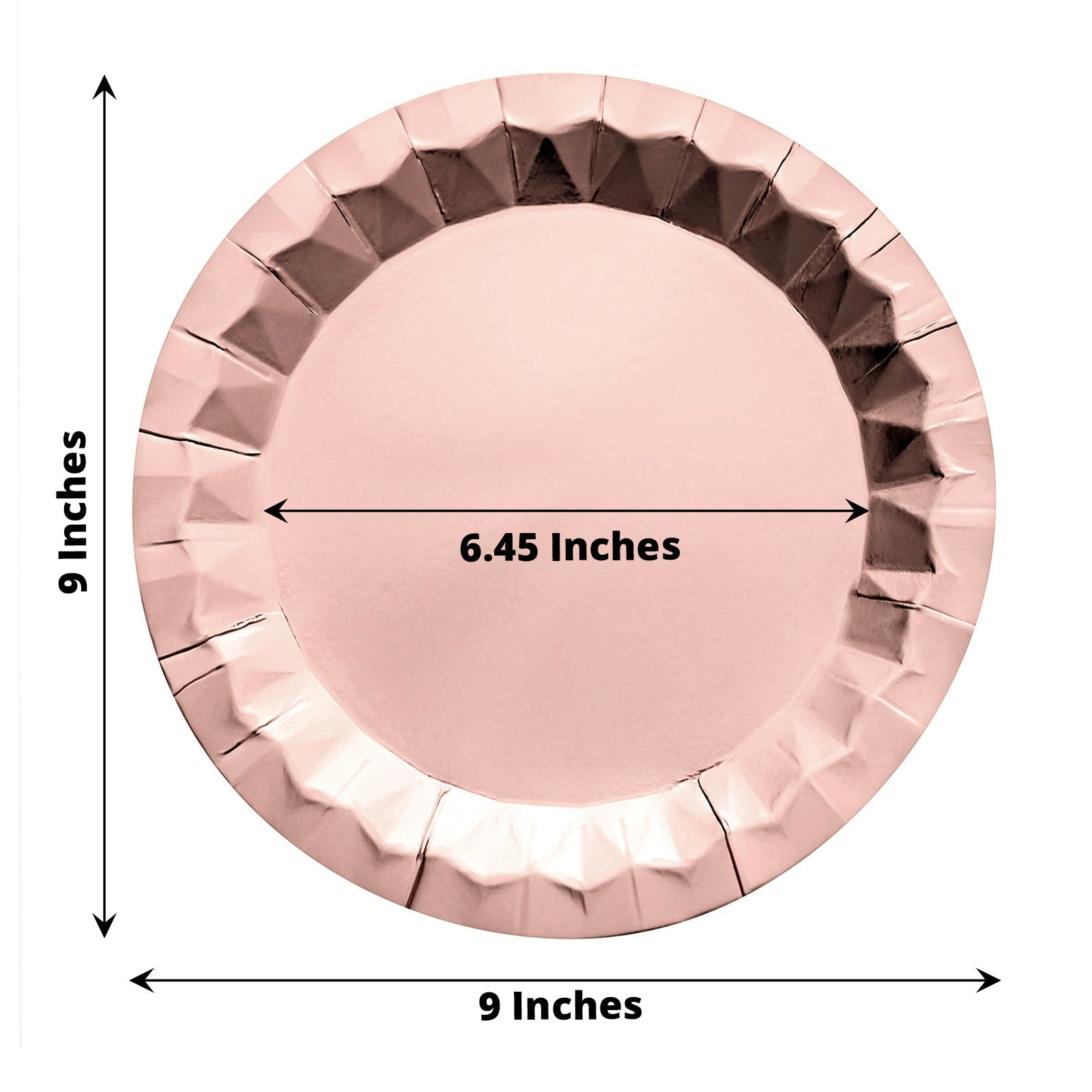 9 Inch Paper Dinner Plate With Rose Gold Geometric Prism Rim
