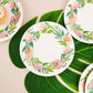 7 Inch Rose Peony Flower Wreath Design on Disposable Dessert Appetizer Plates 25 Pack