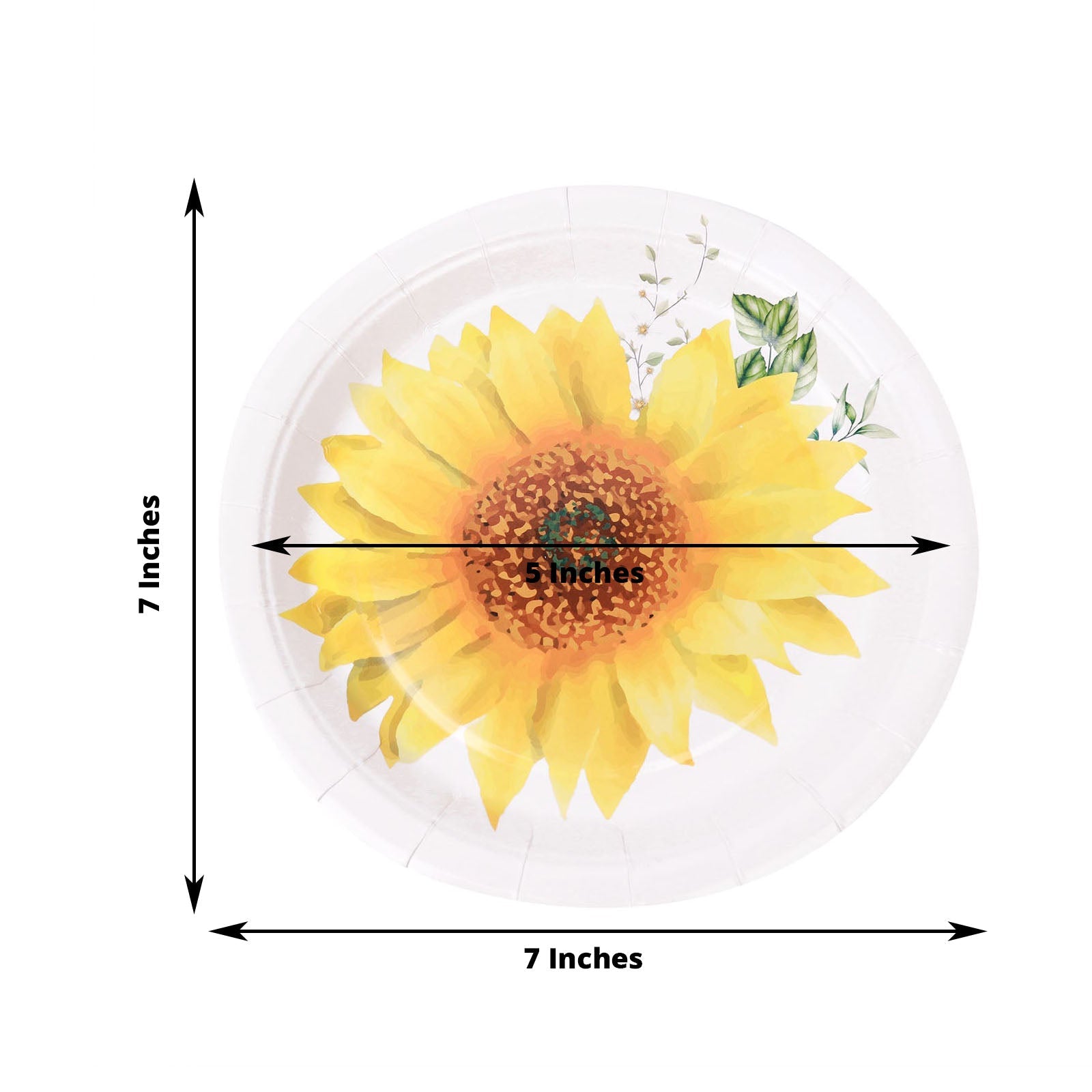7 Inch Sunflower 25 Pack Disposable Dessert Appetizer Plates 