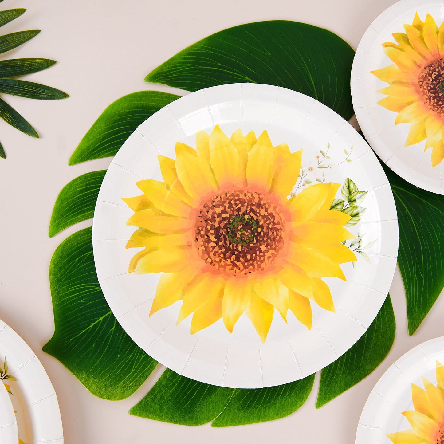 25 Pack | Sunflower 9" Premium Dinner Paper Plates, Disposable Party Plates