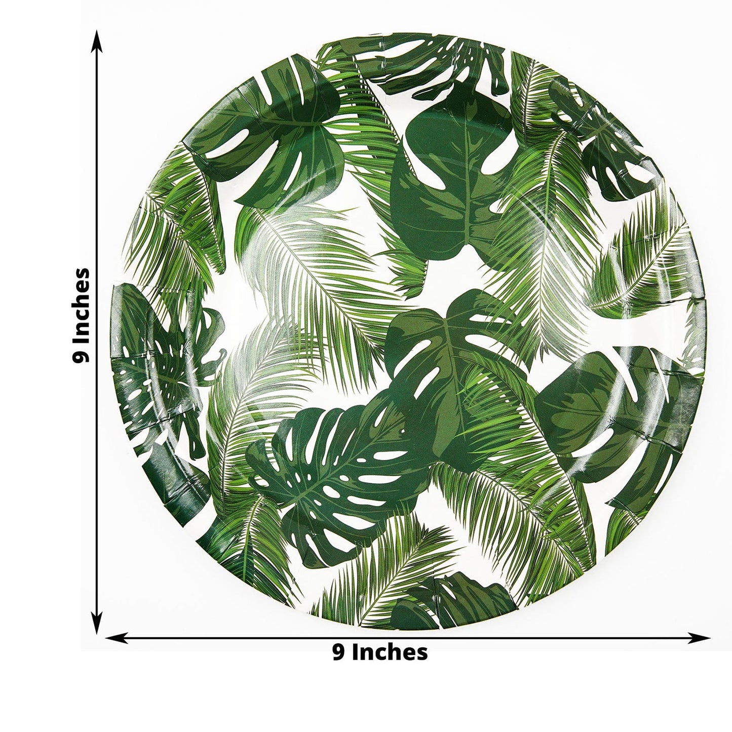 9 Inch Tropical Palm Leaf Mix 300 GSM Disposable Dessert Salad Paper Plates 25 Pack 