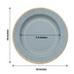 25 Pack | 10inch Dusty Blue Gold Rim Sunray Heavy Duty Paper Dinner Plates
