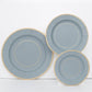 25 Pack | 10" Dusty Blue Gold Rim Sunray Disposable Dinner Plates, Heavy Duty Paper Party Plates - 350 GSM