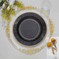 25 Pack | 10" Black Sunray Gold Rimmed Serving Dinner Paper Plates, Disposable Party Plates - 350 GSM