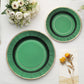 25 Pack | 10" Hunter Emerald Green Sunray Serving Dinner Paper Plates, Disposable Party Plates With Gold Rim - 350 GSM