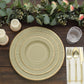 25 Pack | 10inch Khaki Gold Rim Sunray Heavy Duty Paper Dinner Plates