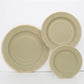 25 Pack | 10" Khaki Gold Rim Sunray Disposable Dinner Plates, Heavy Duty Paper Party Plates - 350 GSM