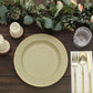25 Pack | 10inch Khaki Gold Rim Sunray Heavy Duty Paper Dinner Plates