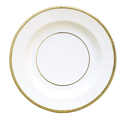 25 Pack White Sunray Plates Gold Rimmed 10 Inch#whtbkgd