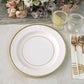 25 Pack | 10" White Sunray Gold Rimmed Serving Dinner Paper Plates, Disposable Party Plates - 350 GSM