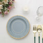 25 Pack | 8inch Dusty Blue Gold Rim Sunray Heavy Duty Paper Dessert Plates