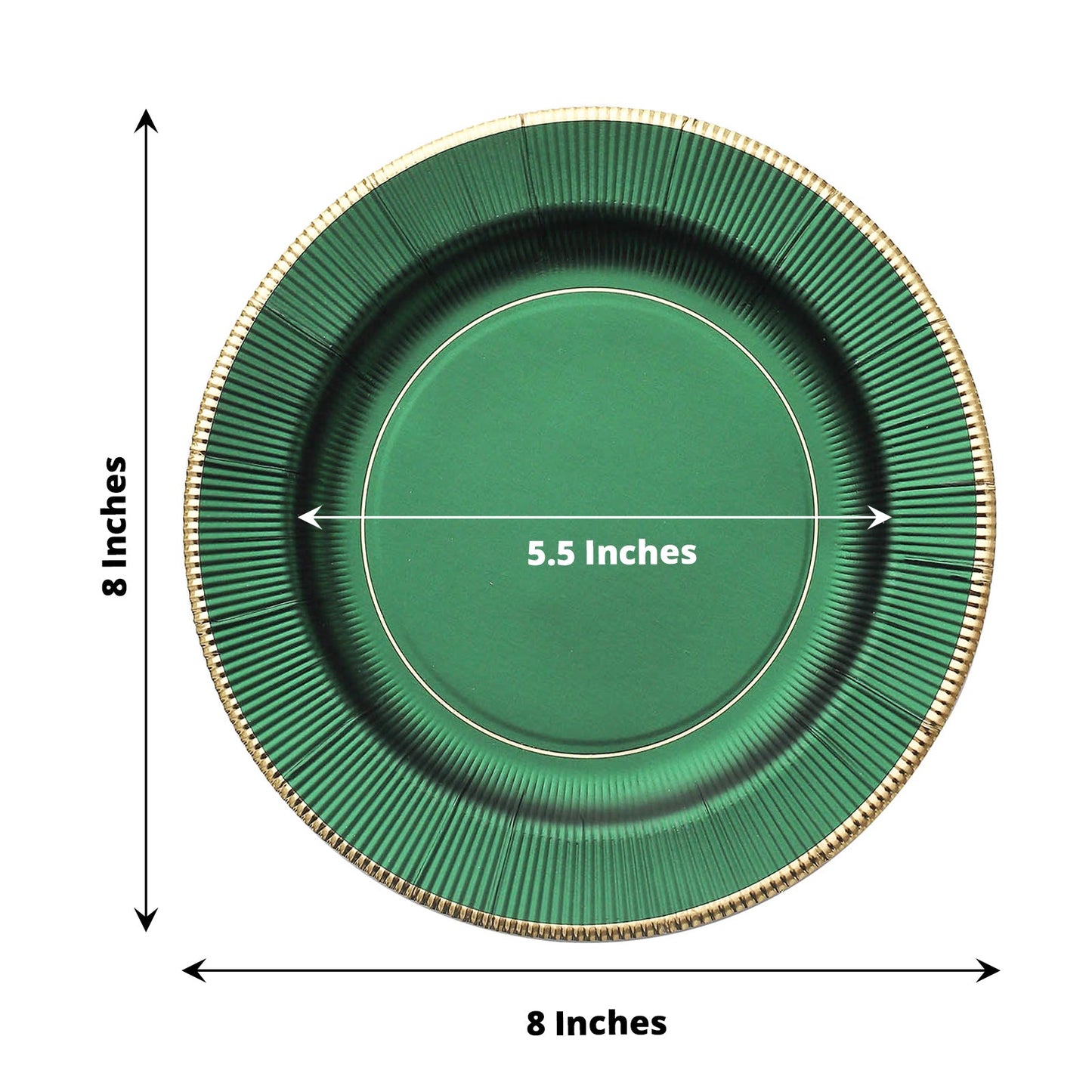 25 Pack | 8inch Hunter Emerald Green Sunray Dessert Appetizer Paper Plates