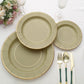 25 Pack | 8inch Khaki Gold Rim Sunray Heavy Duty Paper Dessert Plates