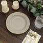 25 Pack | 8inch Taupe Gold Rim Sunray Heavy Duty Paper Dessert Plates