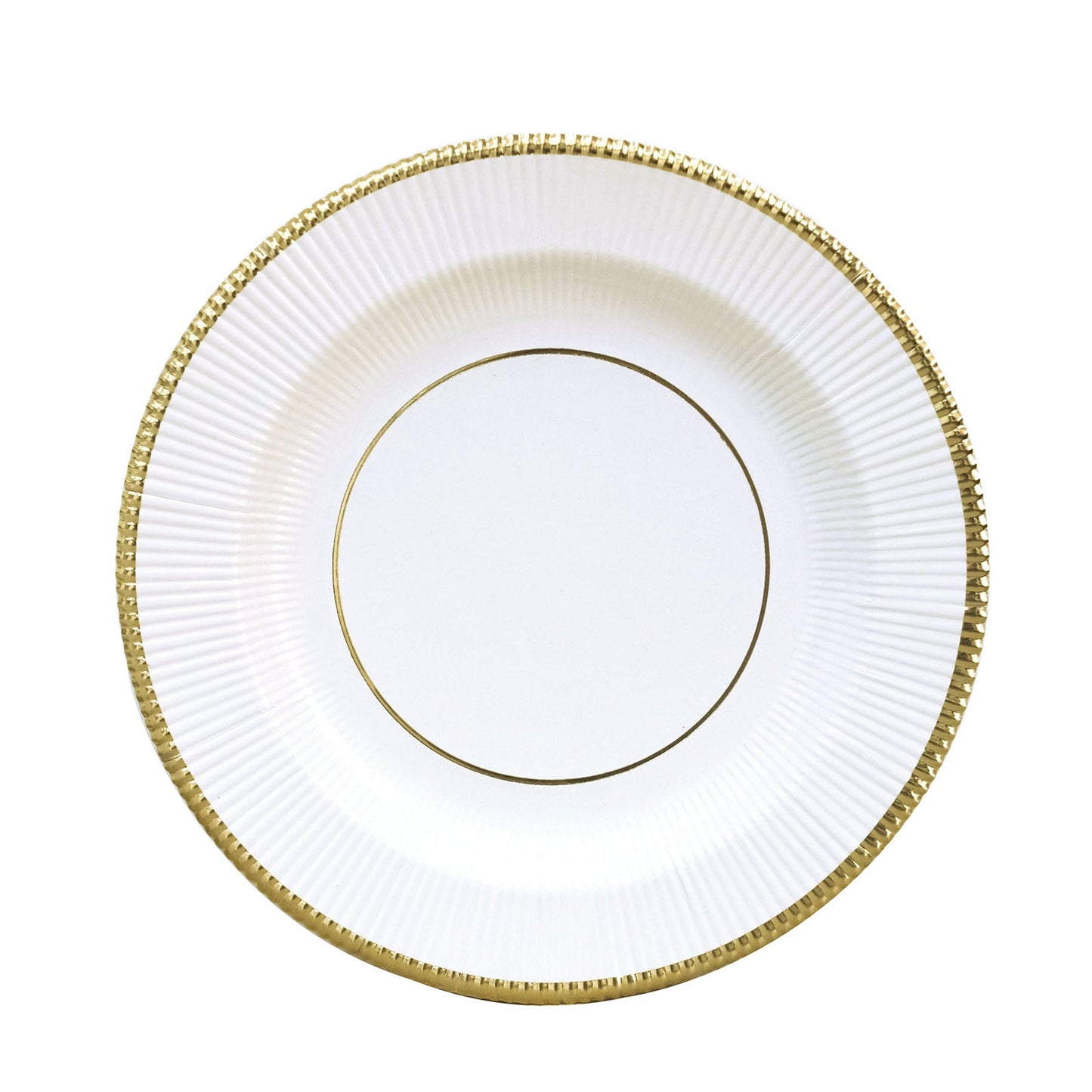 Pack of 25 White Sunray Gold Rimmed 350 GSM Disposable Paper Dinner Plates 8 Inch#whtbkgd