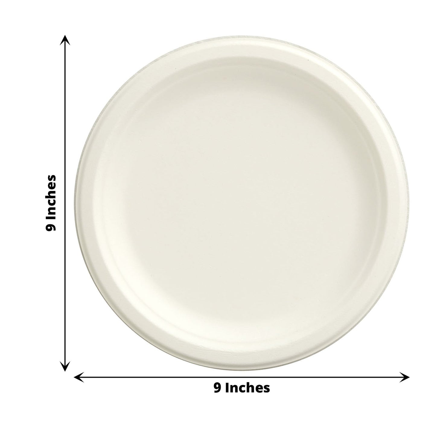 9" White Biodegradable Bagasse Dinner Plate, Eco-friendly disposable sugarcane plate