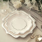 10 Inch White And Silver Scallop Disposable Dinner Paper Plates 25 Pack 300 GSM