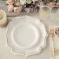 25 Pack | White/Silver 10" Scallop Rim Dinner Party Paper Plates, Disposable Plates - 300 GSM
