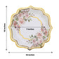 Pack Of 25 White And Gold Paper Dinner Plates With Floral Scallop Rim Design 10 Inch