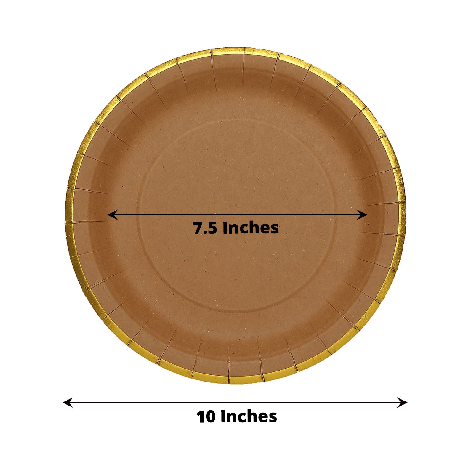 Natural Kraft Feet Paper Dessert Plates With Gold Lined Rim 25 Pack In 10 Inches