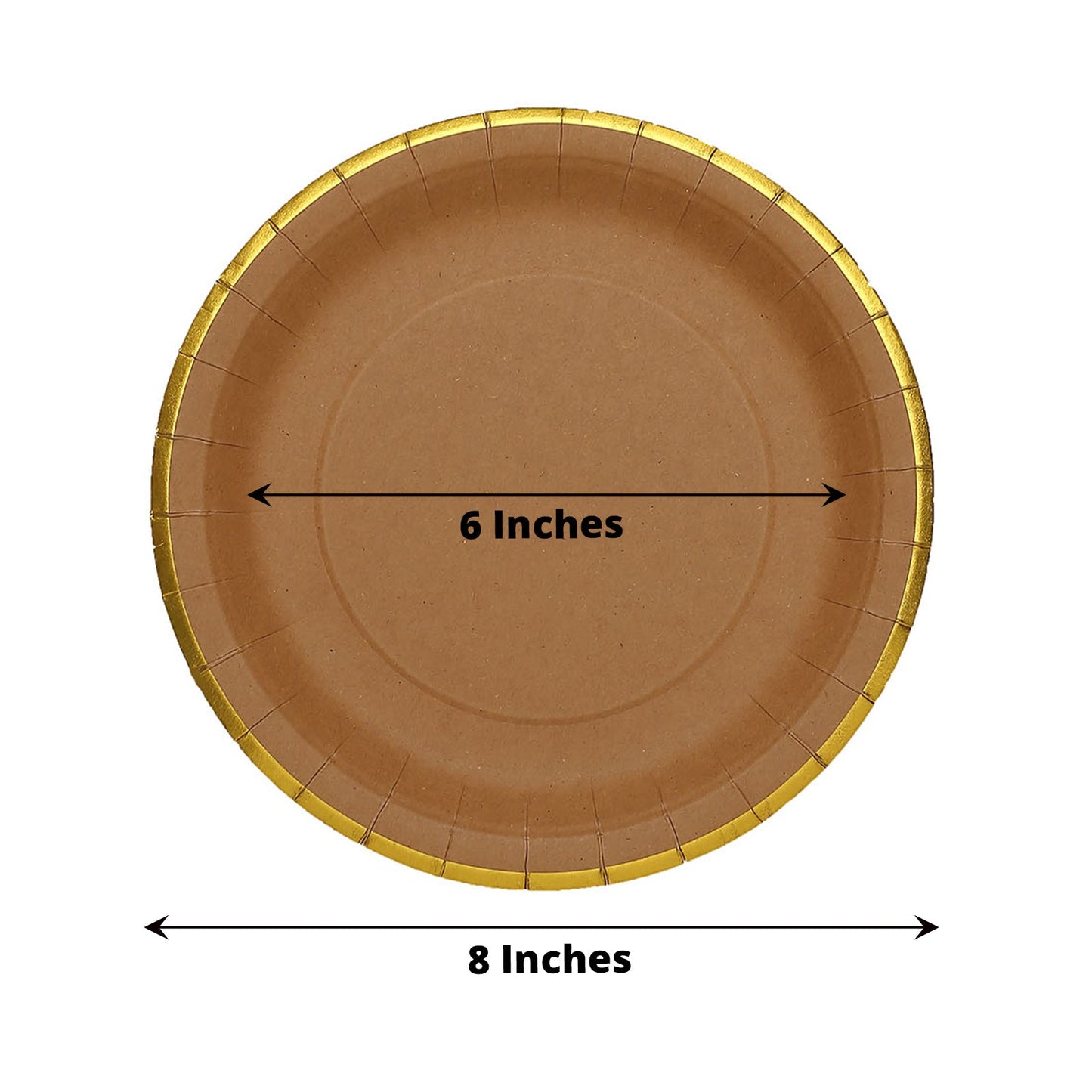 Natural Kraft Feet Paper Dessert Plates With Gold Lined Rim 25 Pack