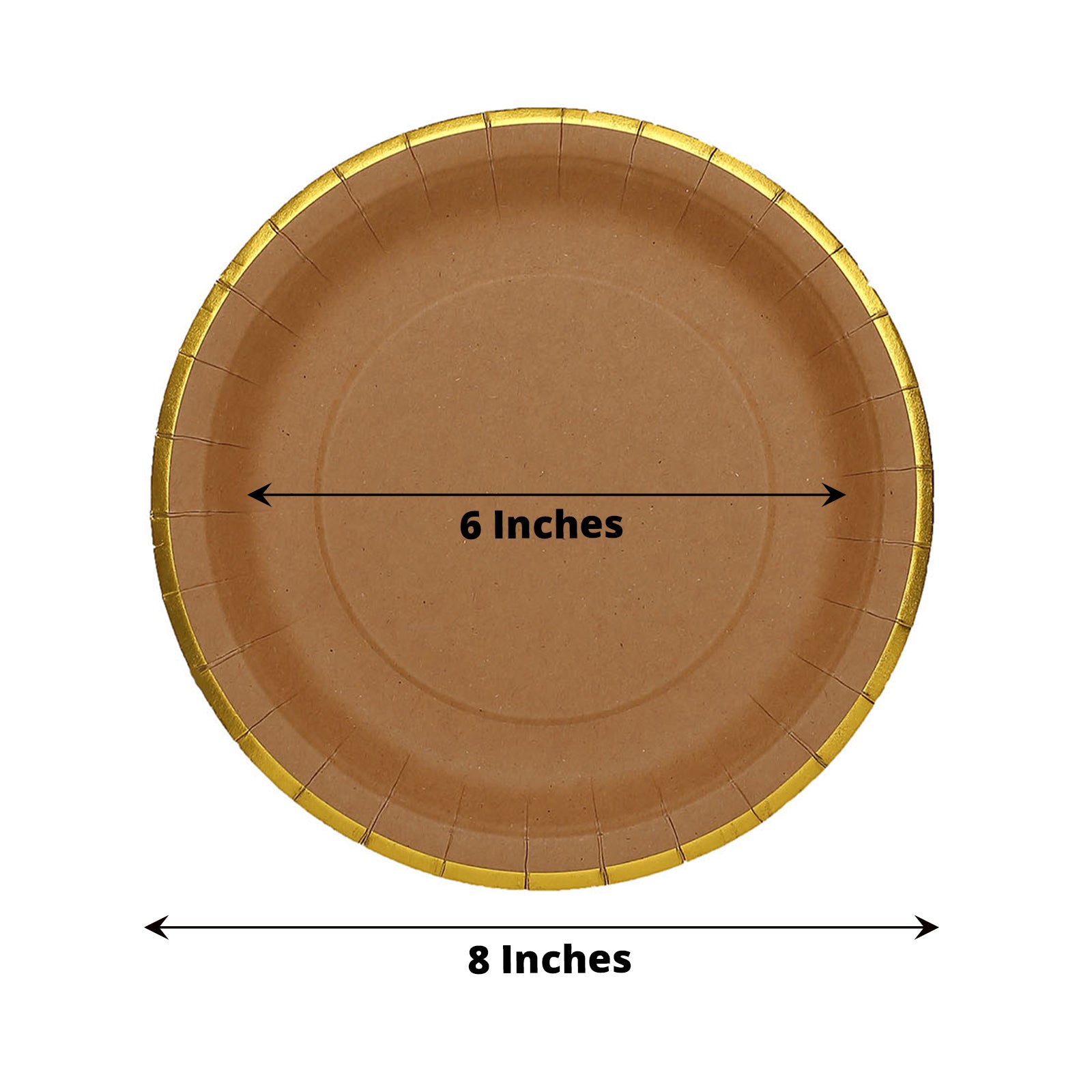 Natural Kraft Feet Paper Dessert Plates With Gold Lined Rim 25 Pack