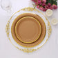 8 Inch Size Natural Kraft Feet Paper Dessert Plates With Gold Lined Rim