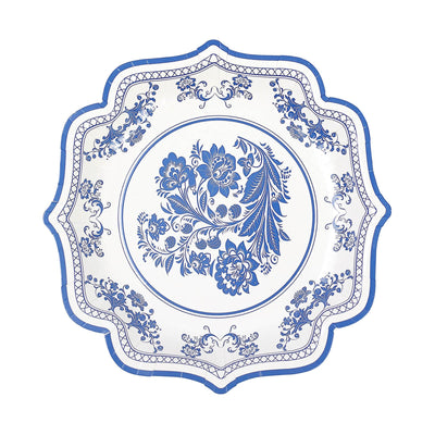 Elegant Design of Royal Blue Damask Floral Plates