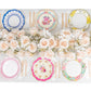 24 Pack | 9inch Vintage Mixed Floral Paper Dinner Plates With Scalloped Edge
