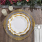 25 Pack | 10inch Matte White / Gold Wavy Rim Paper Dinner Plates, Disposable Round Party Plates