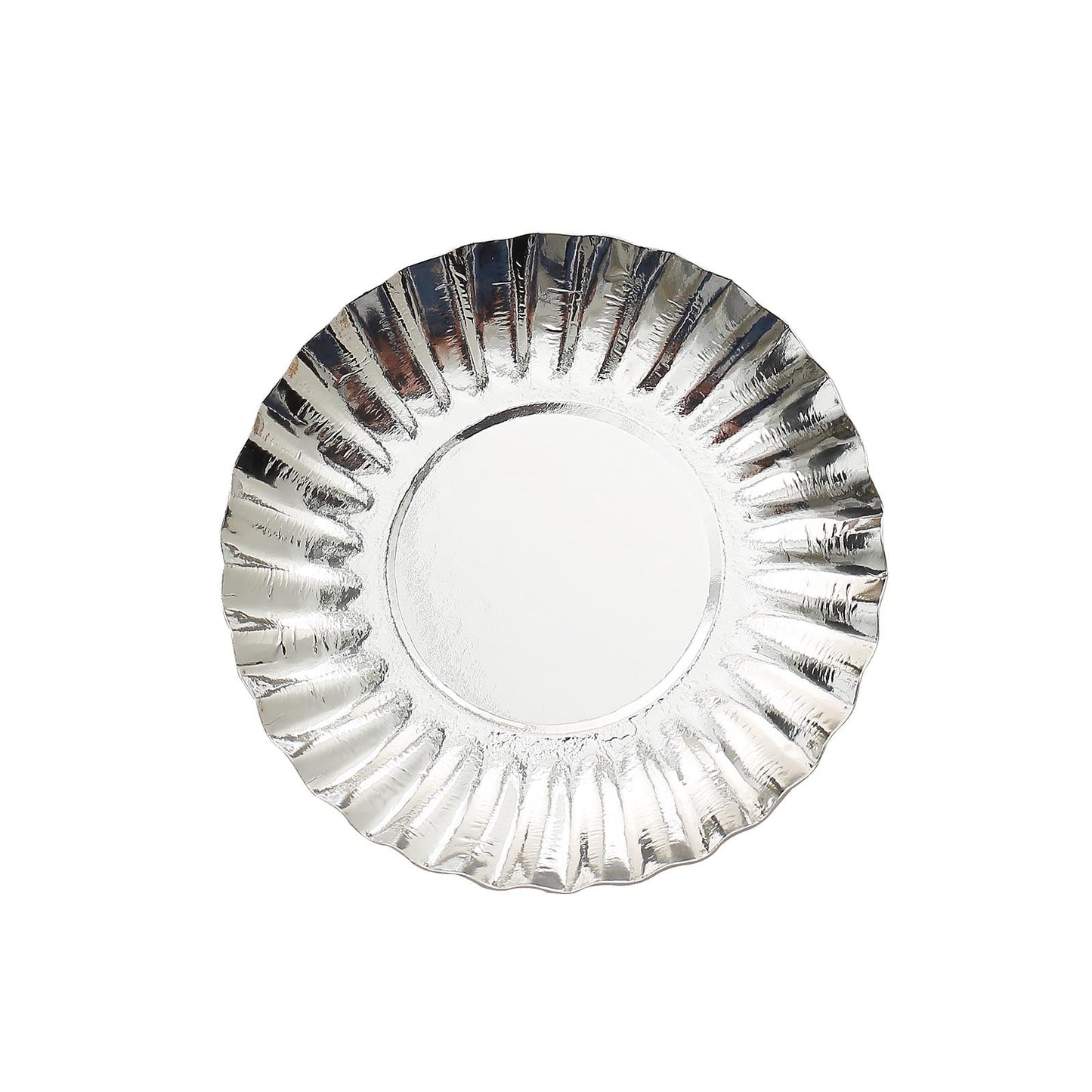 50 Pack 3.5 Inch Metallic Silver Scalloped Rim Mini Plates 250 GSM#whtbkgd