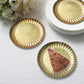 50 Pack | 5" Metallic Gold Scalloped Rim Dessert Paper Plates, Disposable Round Appetizer Party Plates - 250 GSM