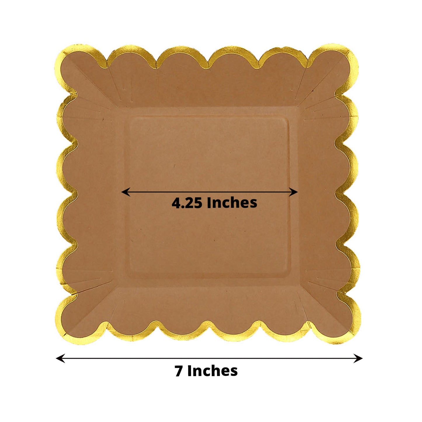 Kraft Feet Paper Dessert Plates 25 Pack Natural Scalloped Gold Rim 7 Inch