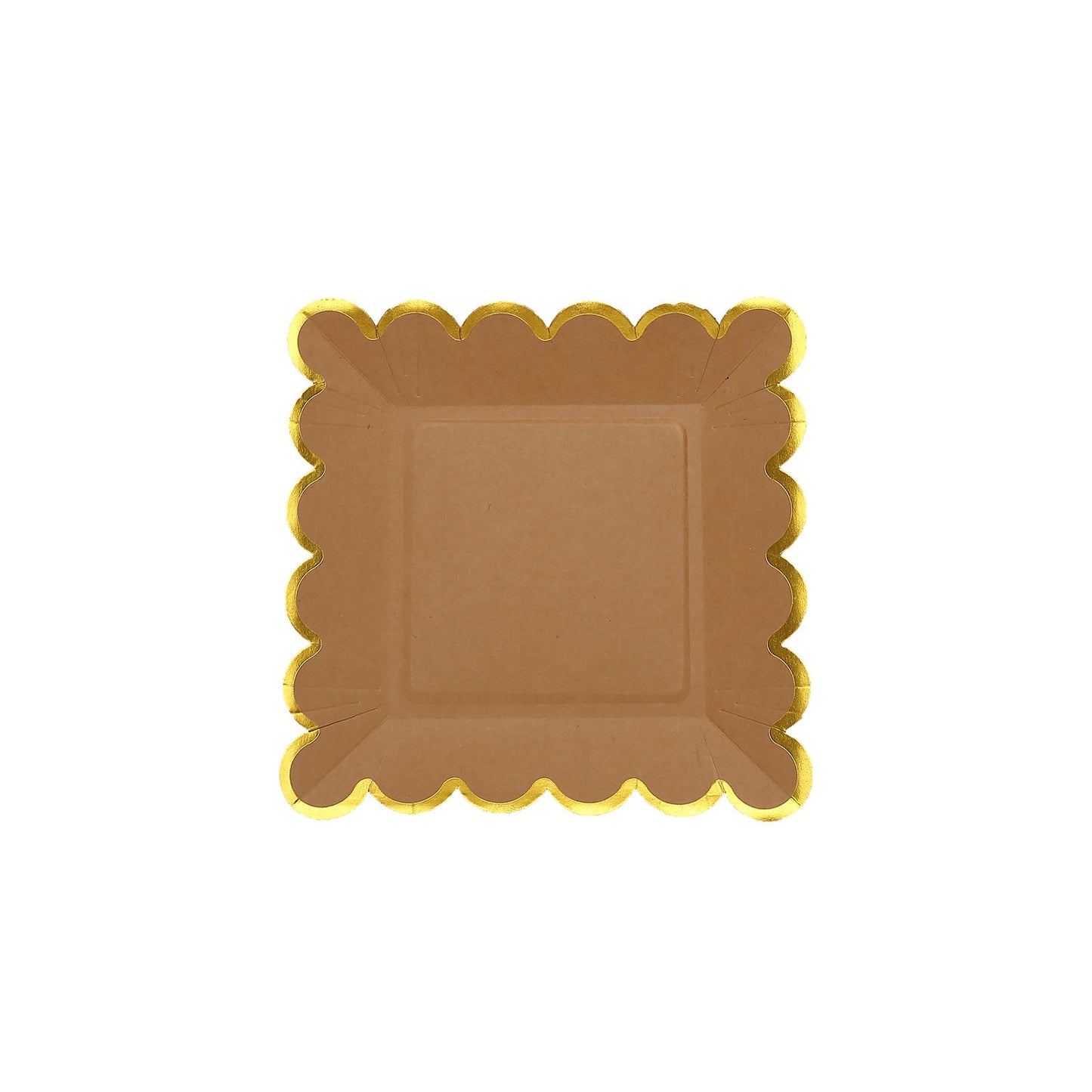Dessert Plates Natural Kraft Feet Paper 7 Inch 25 Pack Scalloped Gold Rim#whtbkgd
