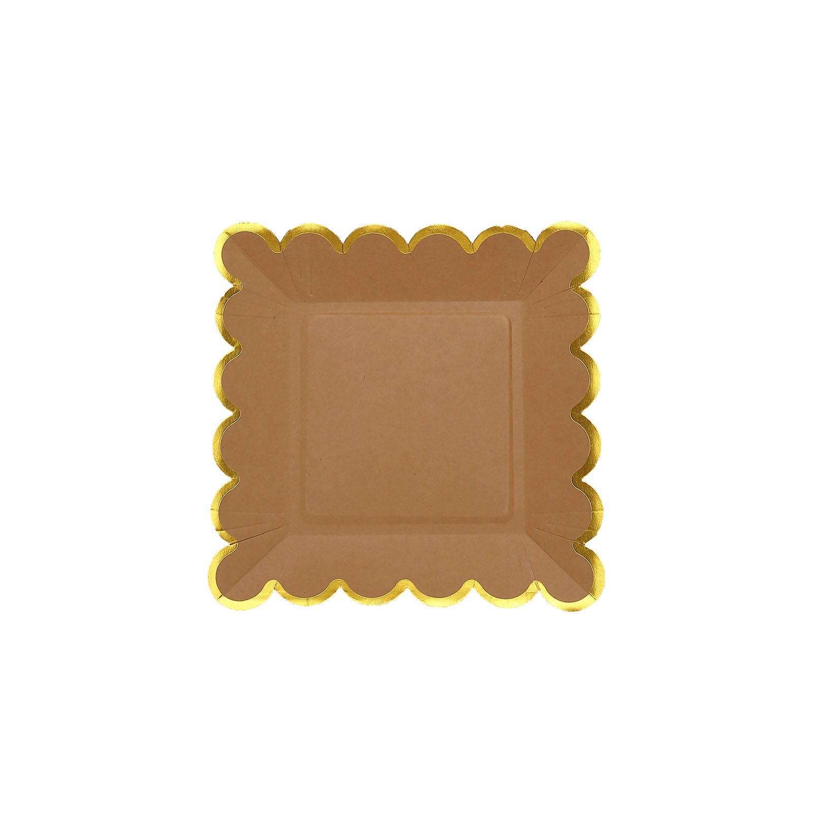 Dessert Plates Natural Kraft Feet Paper 7 Inch 25 Pack Scalloped Gold Rim#whtbkgd