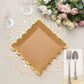 Scalloped Gold Rim Dessert Plates Kraft Feel Paper 25 Pack Natural 9 Inch