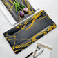 Black and gold marble heavy duty paper serving trays, 16 inches, pack of 10.